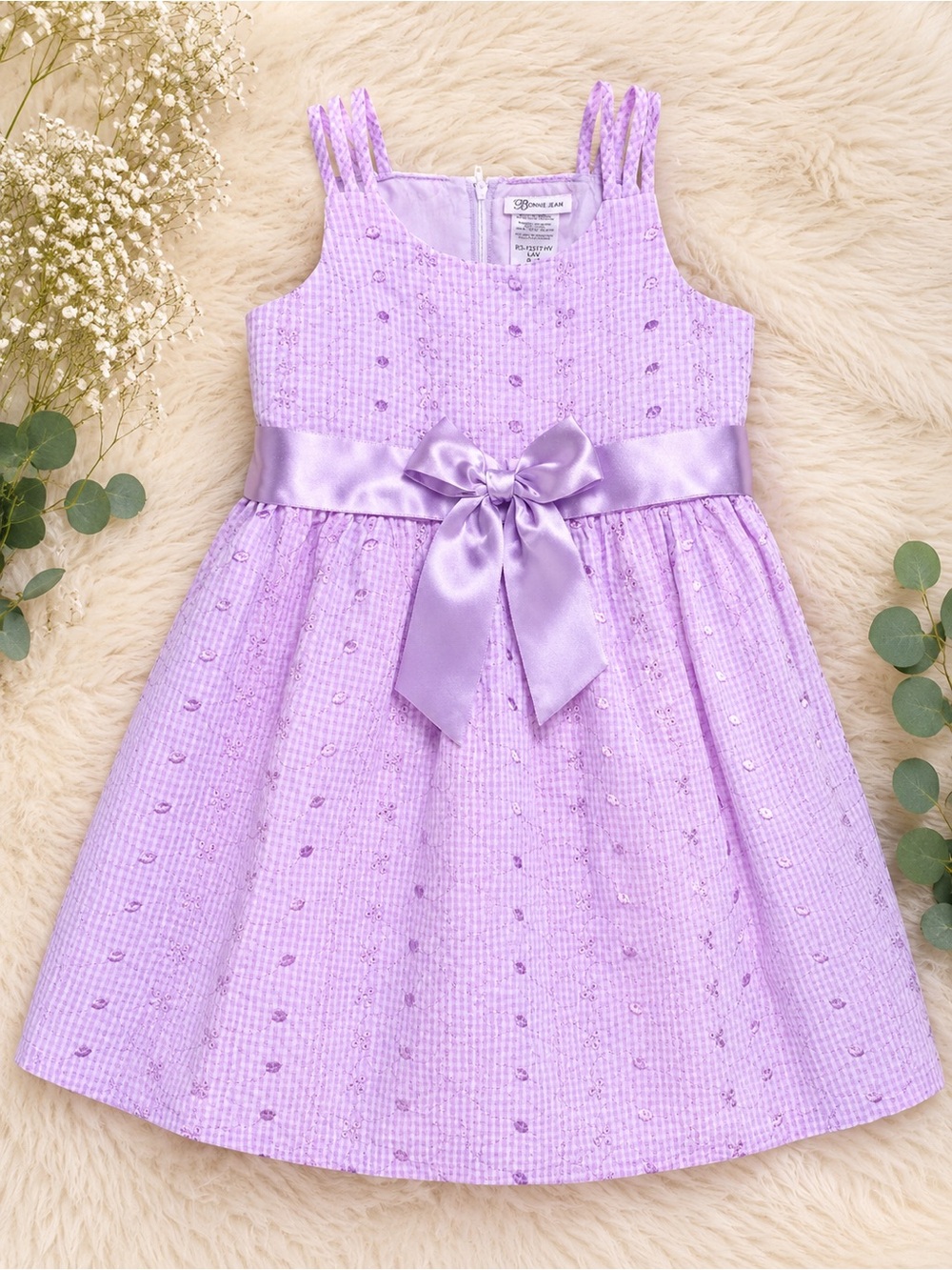 Lavender Sequin Bow-Accent Dress Bonnie Jean dress size
6